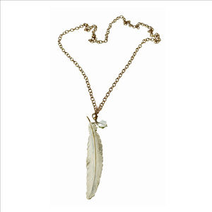 NWT Painted Brass Feather on Tarnished Brass Chain